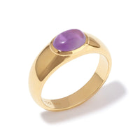 Amethyst Gemstone Aura 14K Gold Vermeil Ring