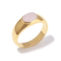 Rose Quartz Gemstone Aura 14K Gold Vermeil Ring