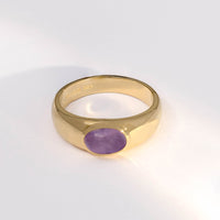 Amethyst Gemstone Aura 14K Gold Vermeil Ring | Wanderlust + Co