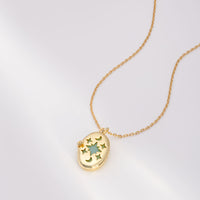 Aura Amazonite Gold Locket Necklace | Wanderlust + Co 