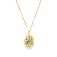 Aura Amazonite Gold Locket Necklace | Wanderlust + Co 