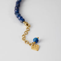 Lapis Lazuli 4mm Moonstone Gold Beaded Bracelet  | Wanderlust + Co 