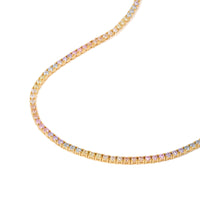 Pave 18K Gold Vermeil Rainbow Tennis Necklace | Wanderlust + Co 