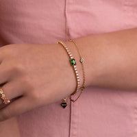 Pave 18K Gold Vermeil Baguette Emerald Tennis Bracelet | Wanderlust + Co