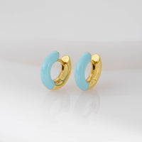 Sky Enamel Aura Gold 9mm Huggie  Earrings | Wanderlust + Co
