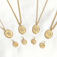Aquarius Zodiac Mother of Pearl 14K Gold Vermeil Pendant | Wanderlust + Co