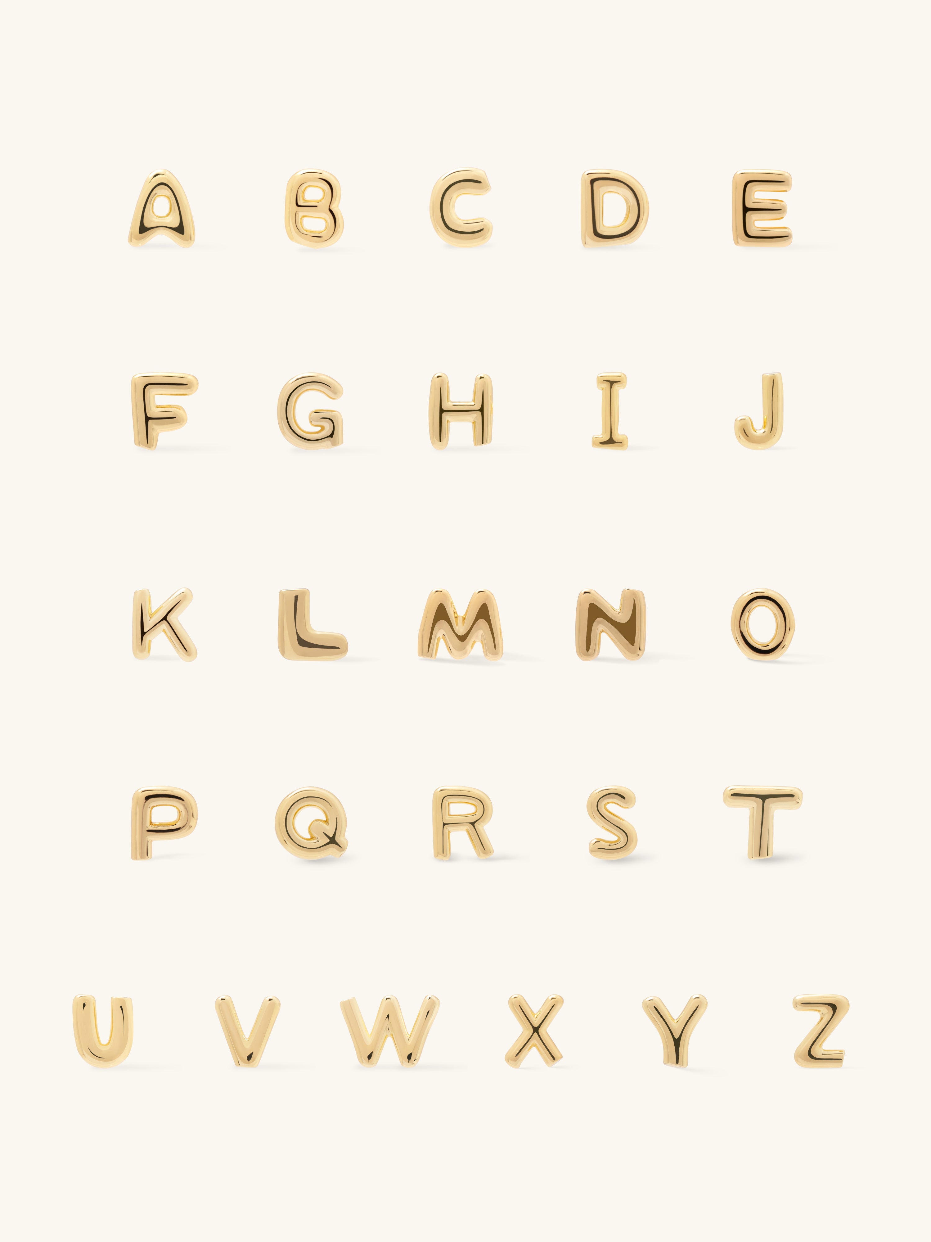 Alphabet Bubble Gold Stud Earrings