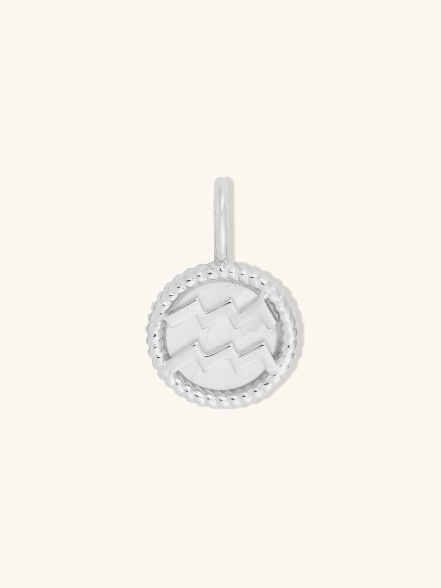 Aquarius Zodiac Mother of Pearl 925 Sterling Silver Pendant | Wanderlust + Co