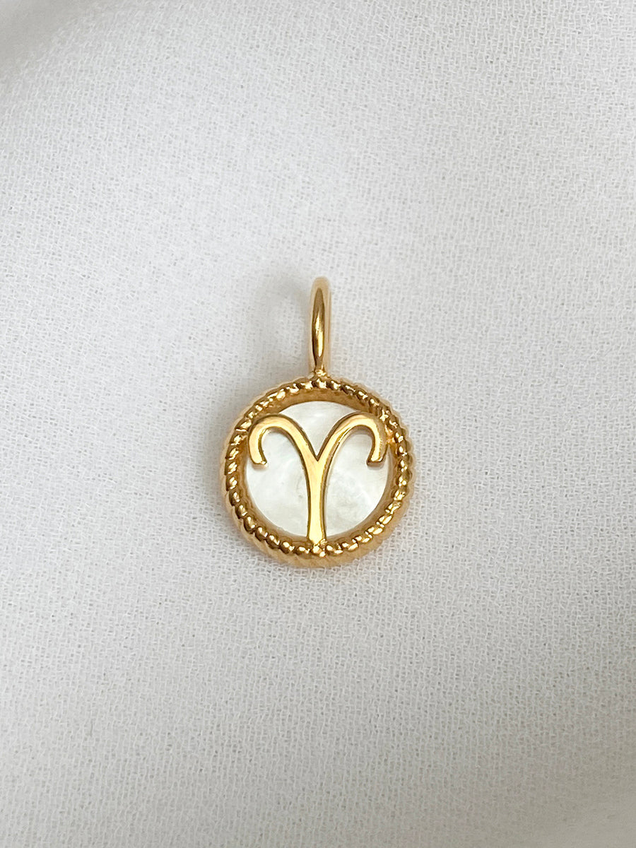 Aries Zodiac Mother of Pearl 14K Gold Vermeil Pendant | Wanderlust + Co