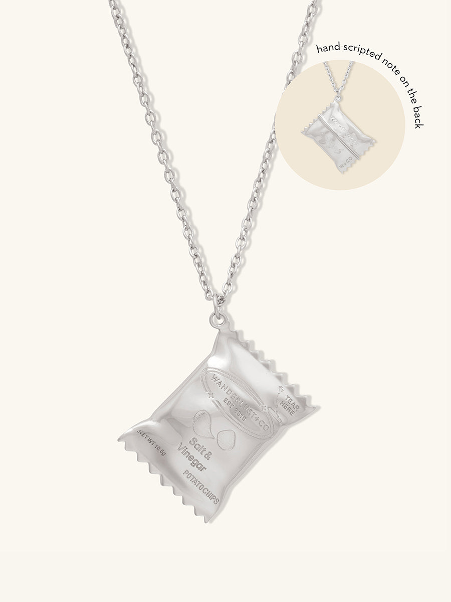 Bag of Chips Silver Necklace