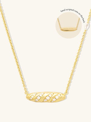 Baguette Pave Gold Necklace