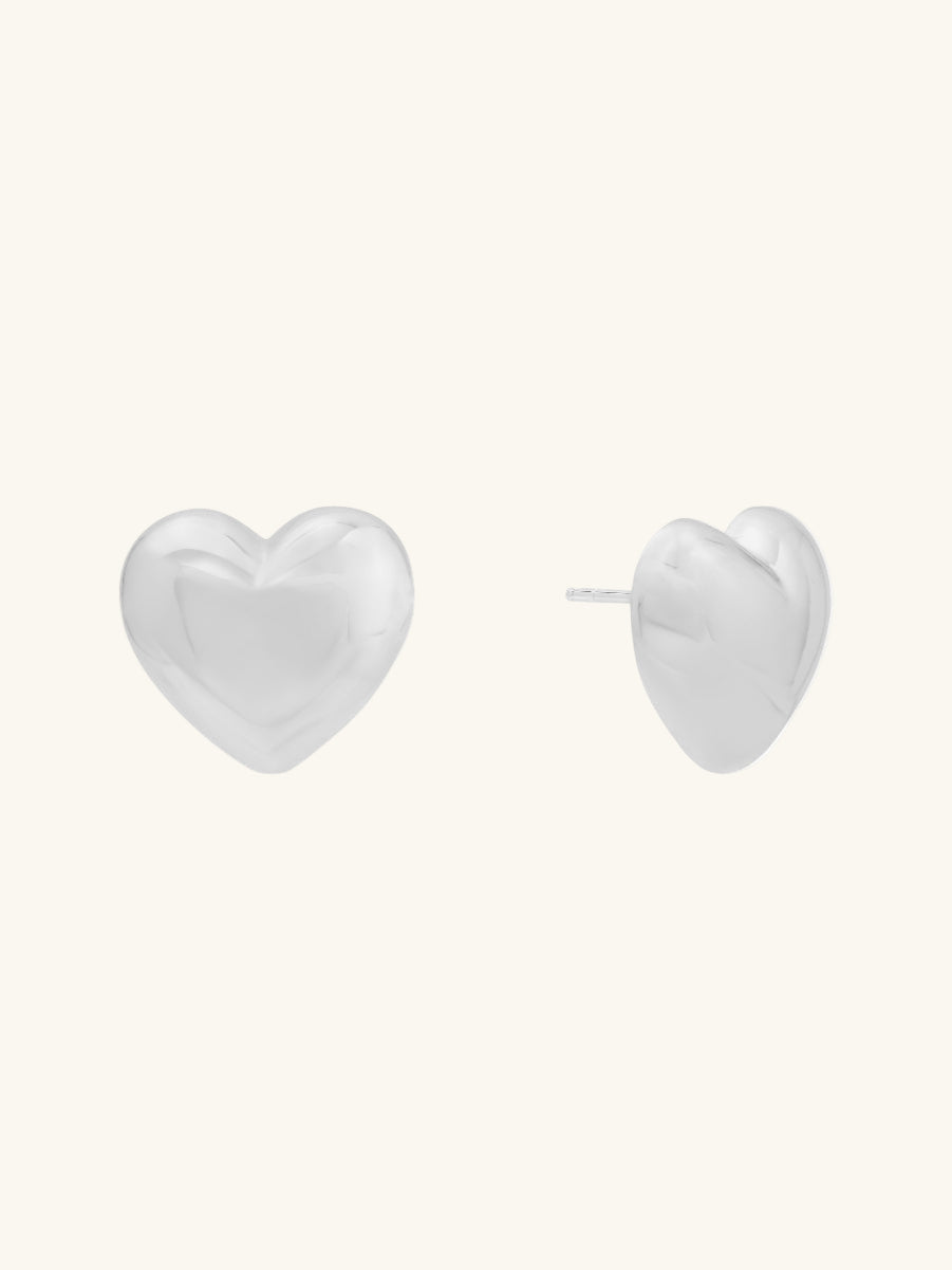Bubble Heart Silver Stud Earrings | Wanderlust + Co