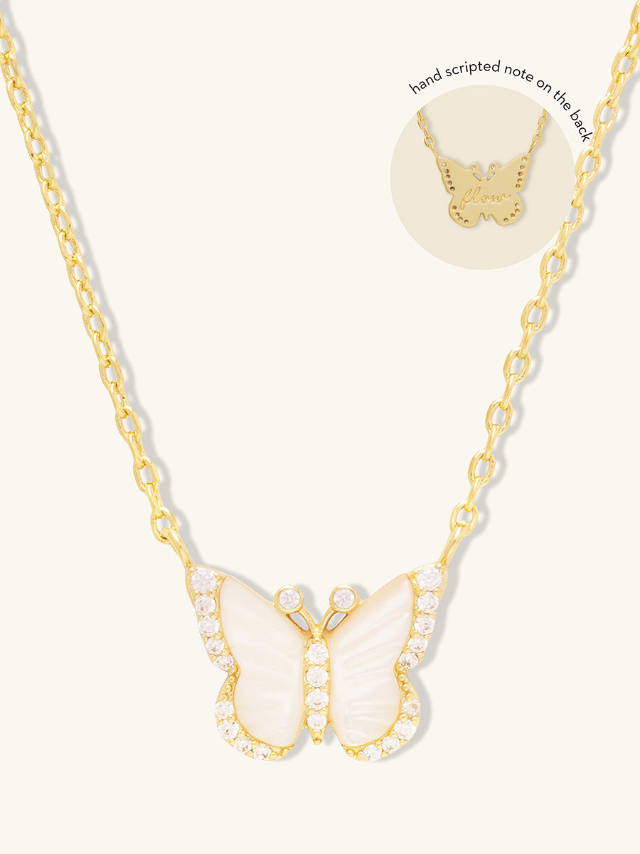 Butterfly Pearl & Gold Necklace