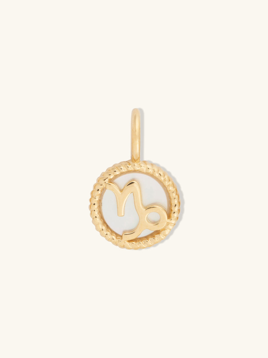 Capricorn Zodiac Mother of Pearl 14K Gold Vermeil Pendant | Wanderlust + Co