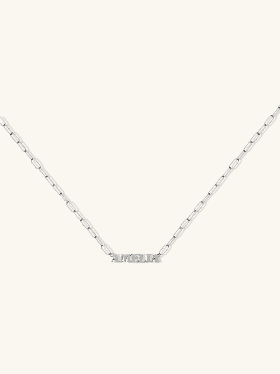 Sterling Silver Nameplate Necklace With Chain Link | Wanderlust + Co
