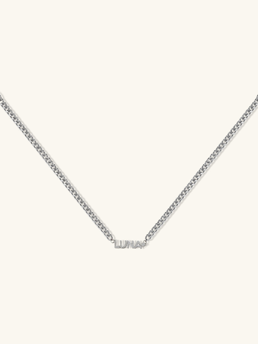 Sterling Silver Nameplate Necklace With XL Curb Chain | Wanderlust + Co