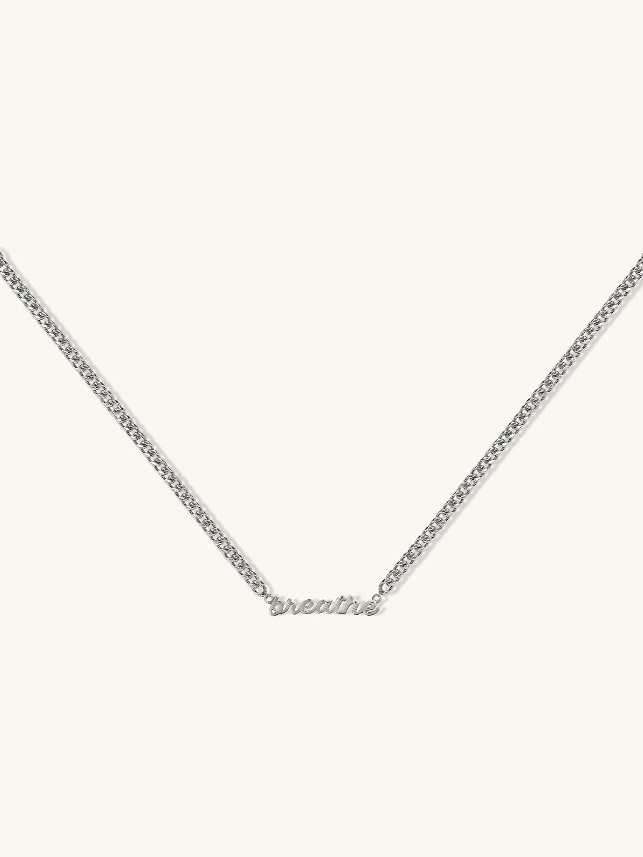 Sterling Silver Nameplate Necklace With XL Curb Chain | Wanderlust + Co