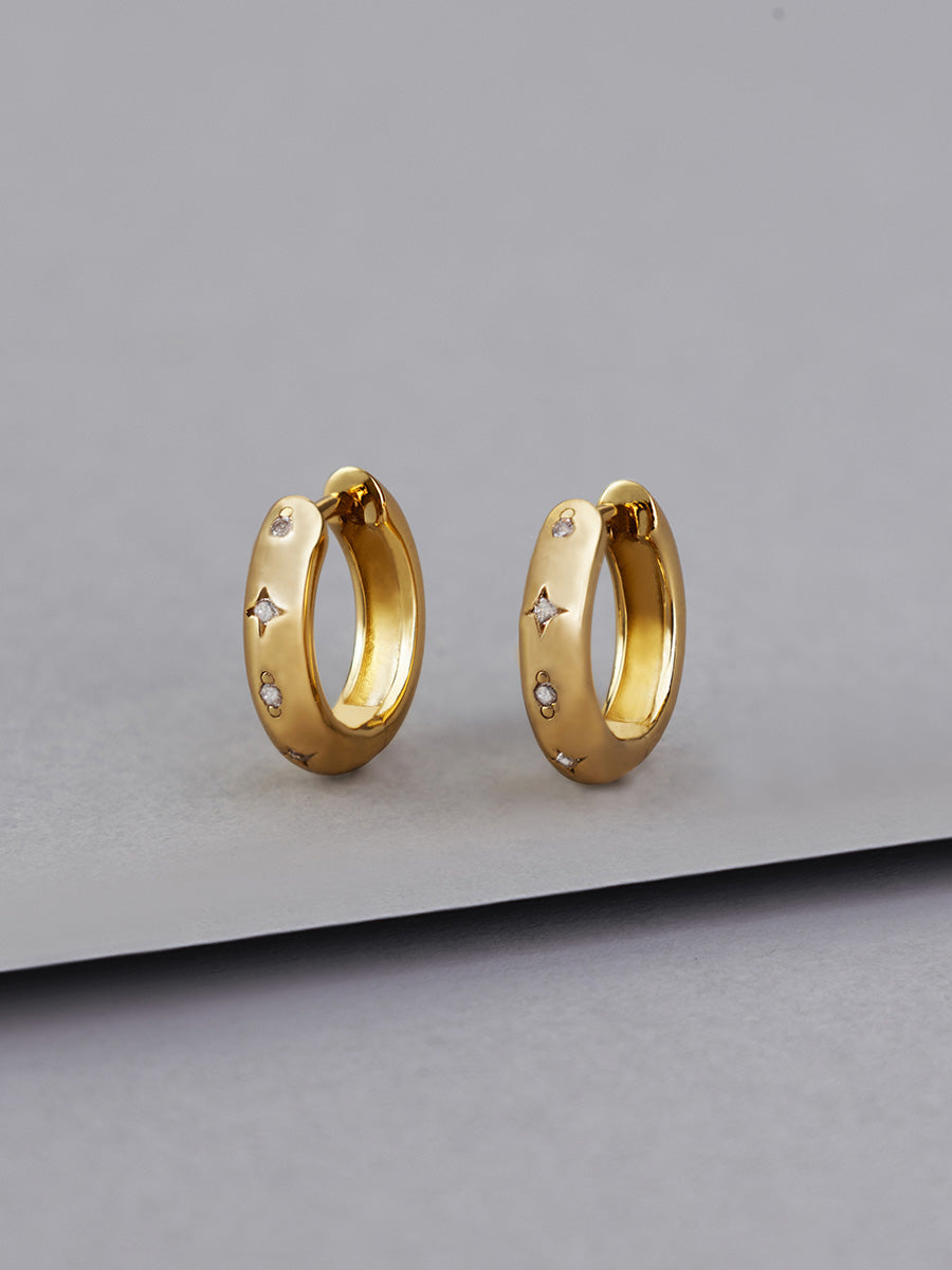 Constellation 10mm 14K Gold Vermeil Huggie Earrings | Wanderlust + Co