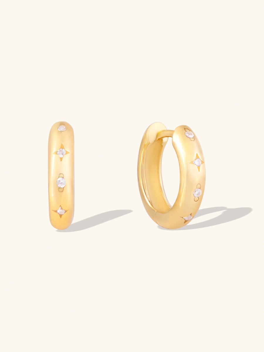 Constellation 10mm 14K Gold Vermeil Huggie Earrings | Wanderlust + Co