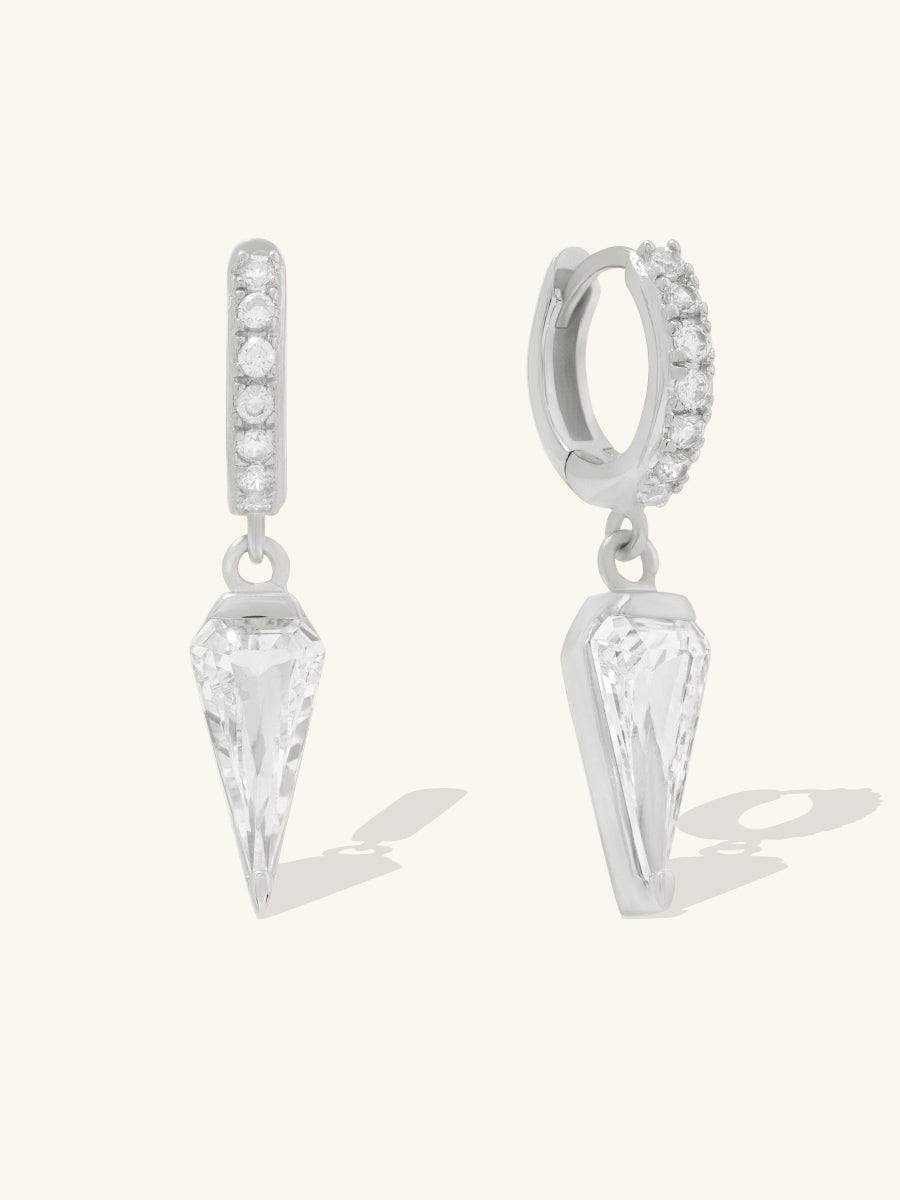 Diamond Gem Silver Baby Huggie Earrings | Wanderlust + Co