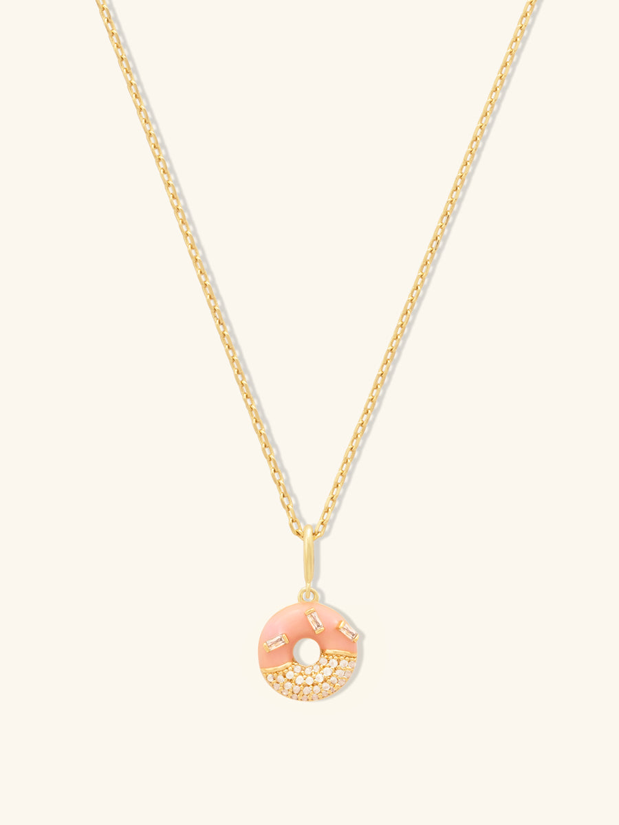Donut Strawberry Glazed Gold Necklace | Wanderlust + Co