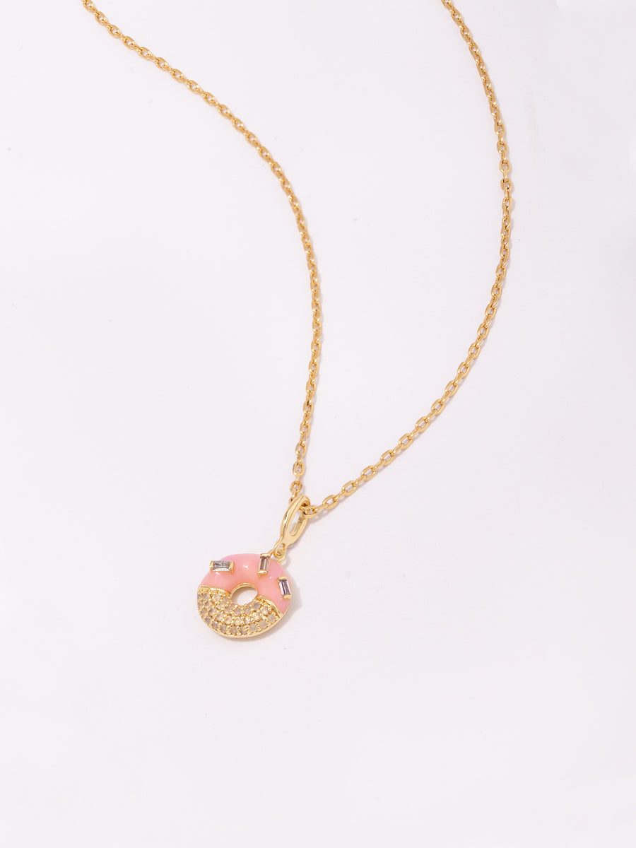 Donut Strawberry Glazed Gold Necklace | Wanderlust + Co