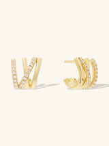 Double Pave V Gold Stud Earrings | Wanderlust + Co