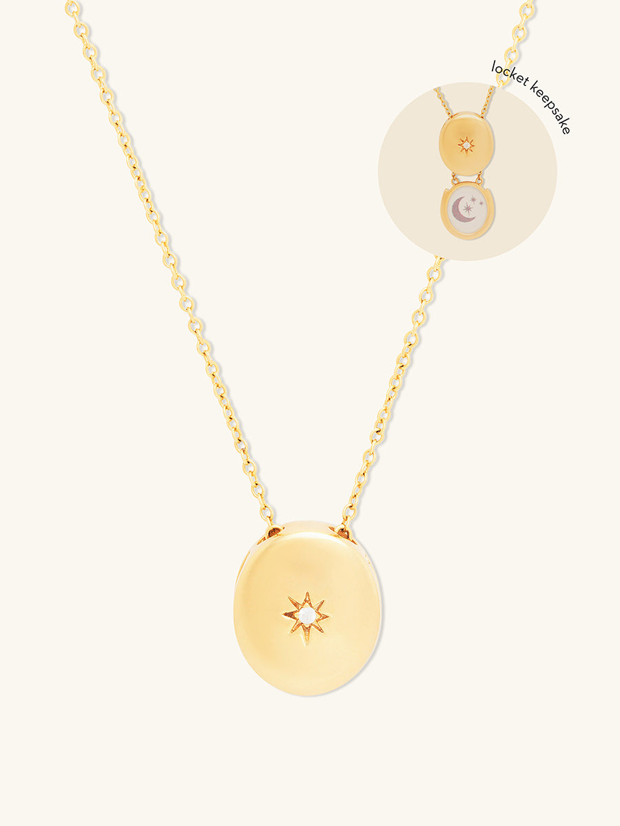 Falling Star Heirloom Gold Locket Necklace