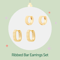 Ribbed Bar Earrings Set