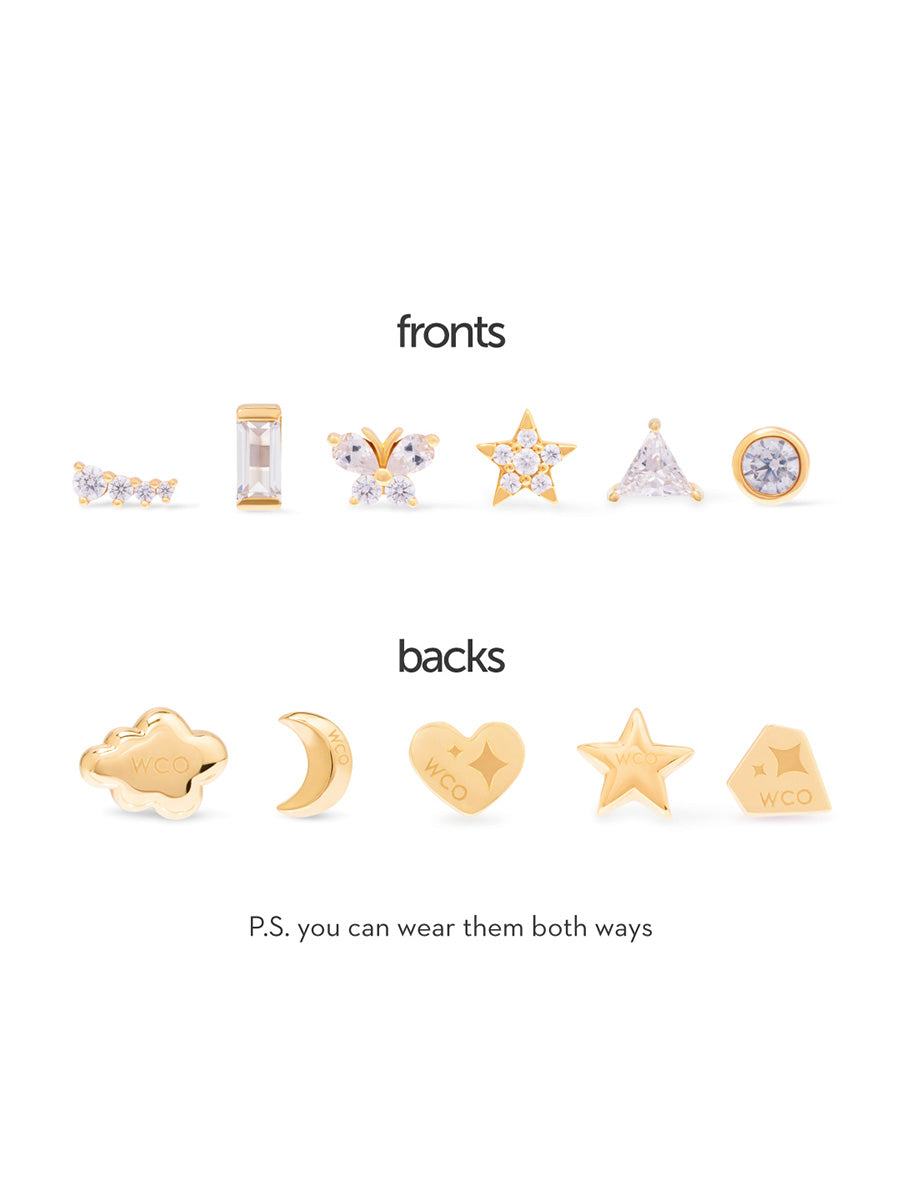 Crescent 14K Solid Gold Flat Back Earring Post | Wanderlust + Co