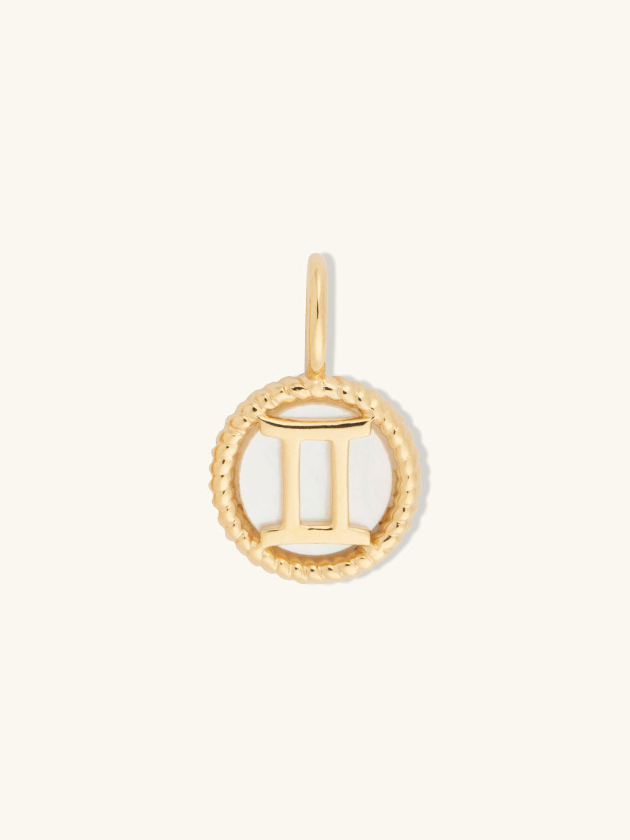 Gemini Zodiac Mother of Pearl 14K Gold Vermeil Pendant | Wanderlust +