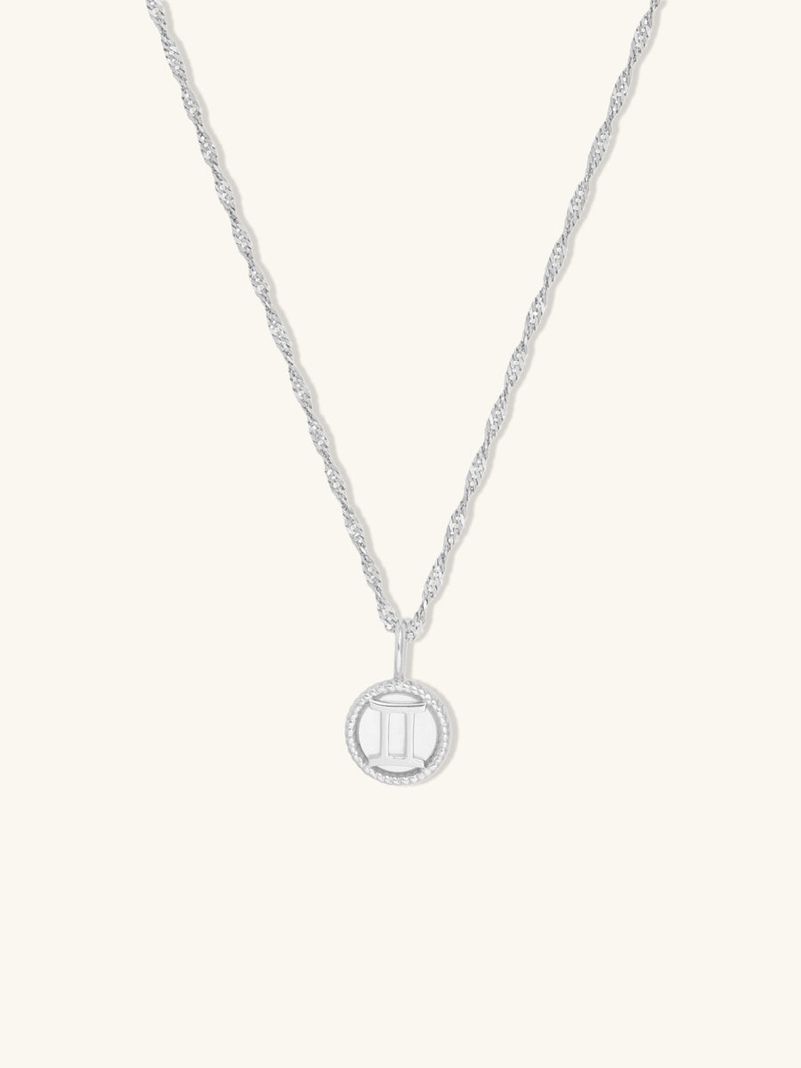 Gemini Zodiac Mother of Pearl 925 Sterling Silver Pendant | Wanderlust