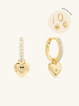 Heart Charm Gold Huggie Earrings
