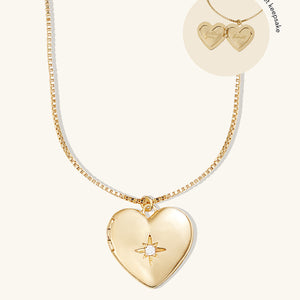 Heart Gold Locket Necklace