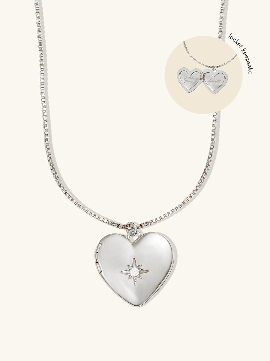 Heart Silver Locket Necklace