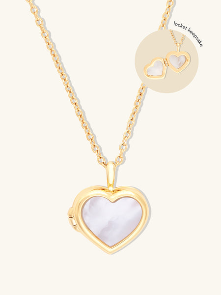 Heart Pearl & Gold Locket Necklace | Wanderlust + Co