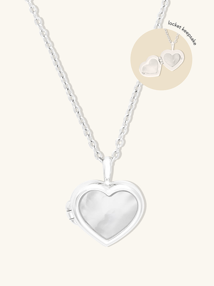 Heart Pearl & Silver Locket Necklace