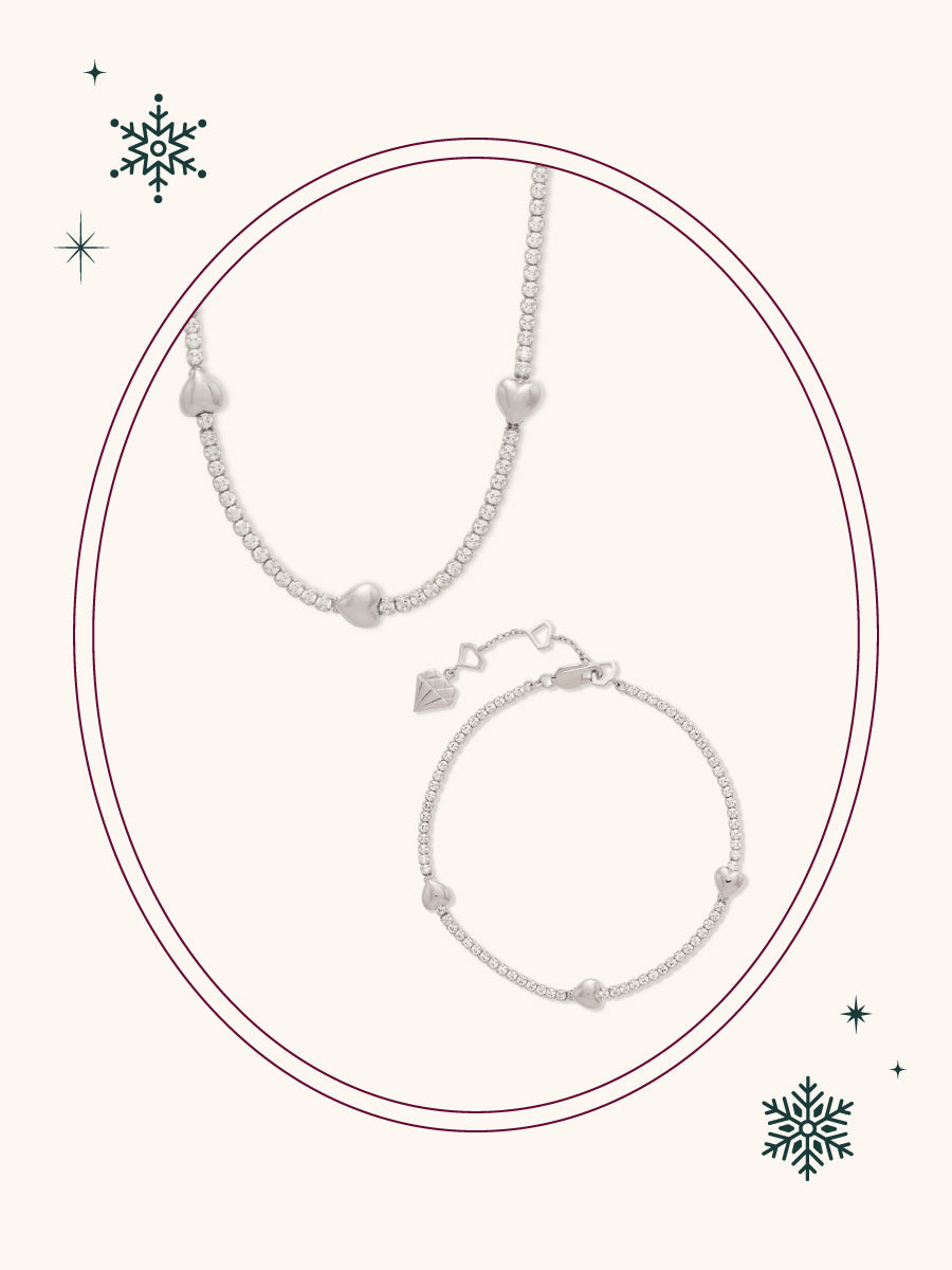 Petite Tennis Heart Silver Set | Wanderlust + Co