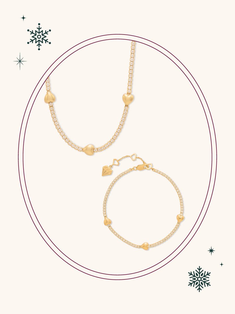 Petite Tennis Heart Gold Set | Wanderlust + Co