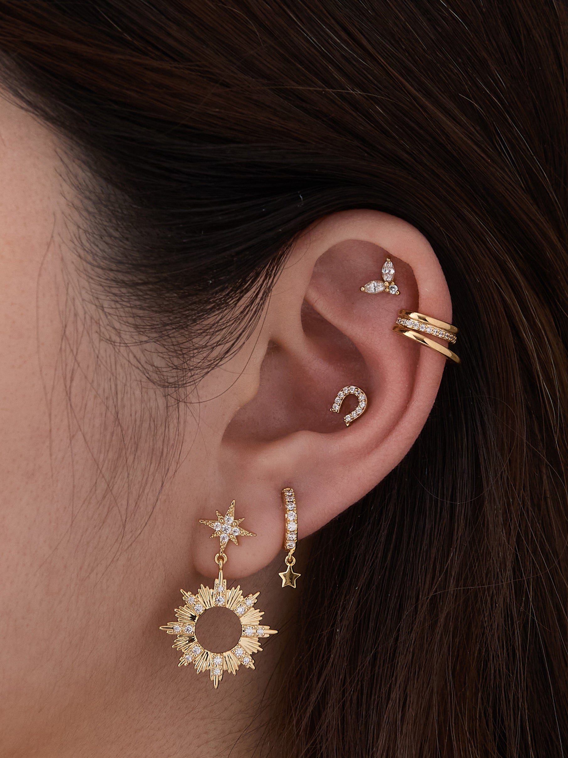 Falling Star Pave Gold 7mm Baby Huggie Earrings | Wanderlust + Co
