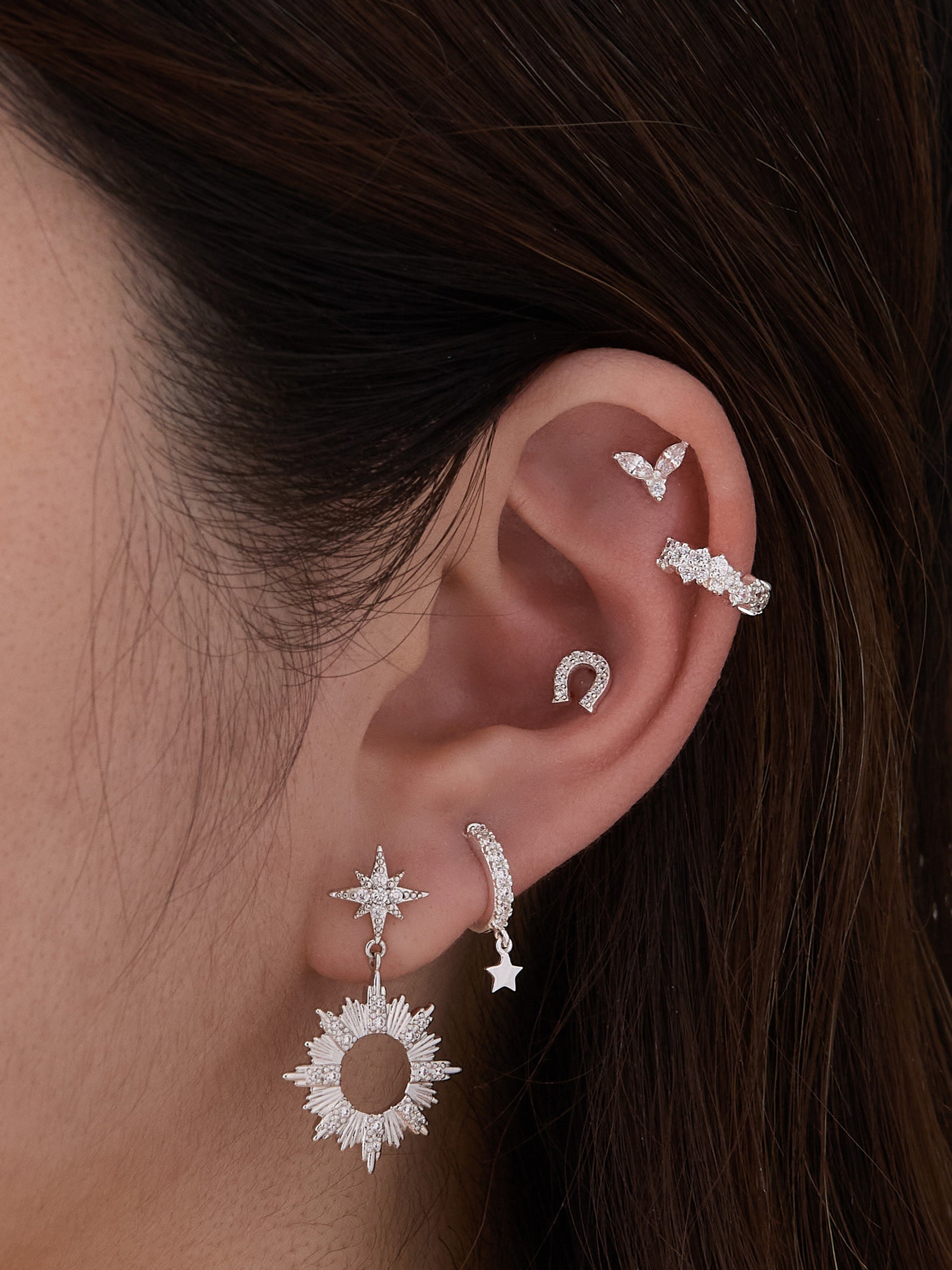 Lucky Silver Flat Back Earring