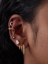 Crescent Diamante Gold Barbell Earring