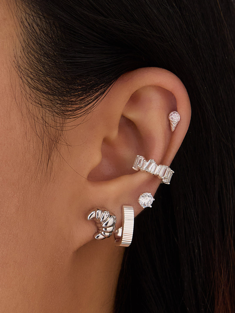 Croissant Silver Stud Earrings Wanderlust Co - Main Image