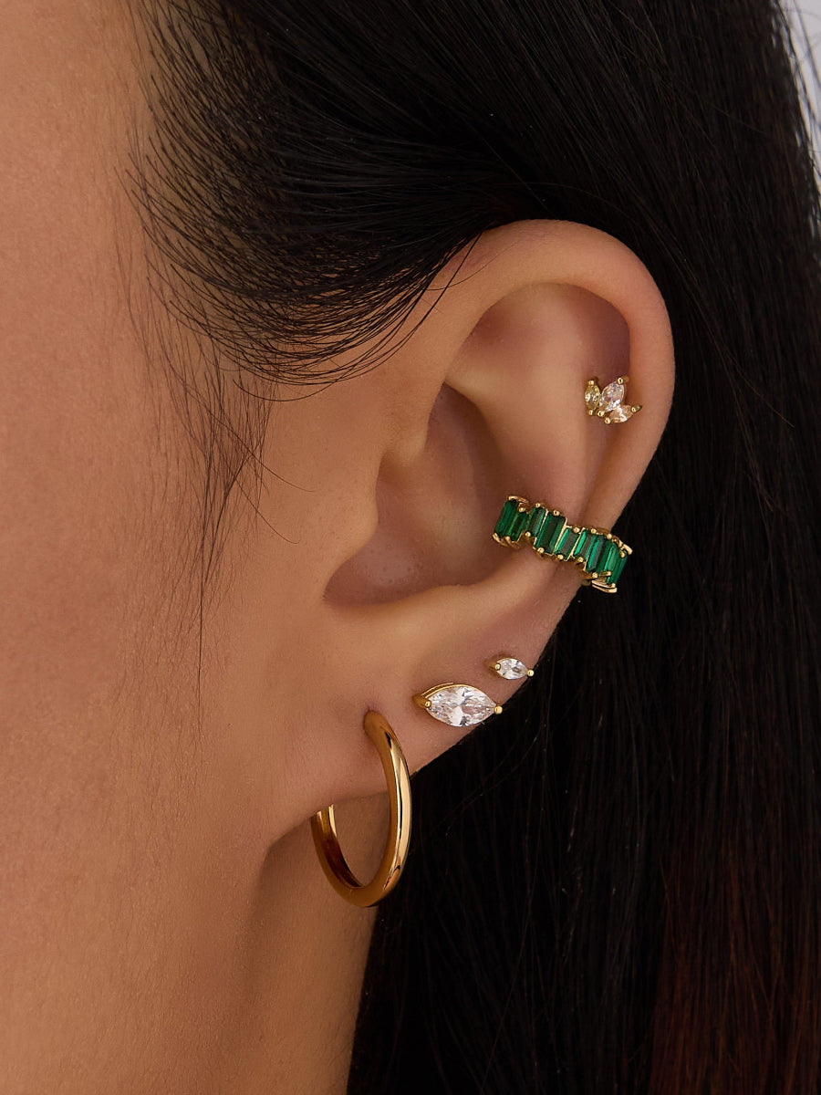 Marquise Diamante Gold Barbell Earring