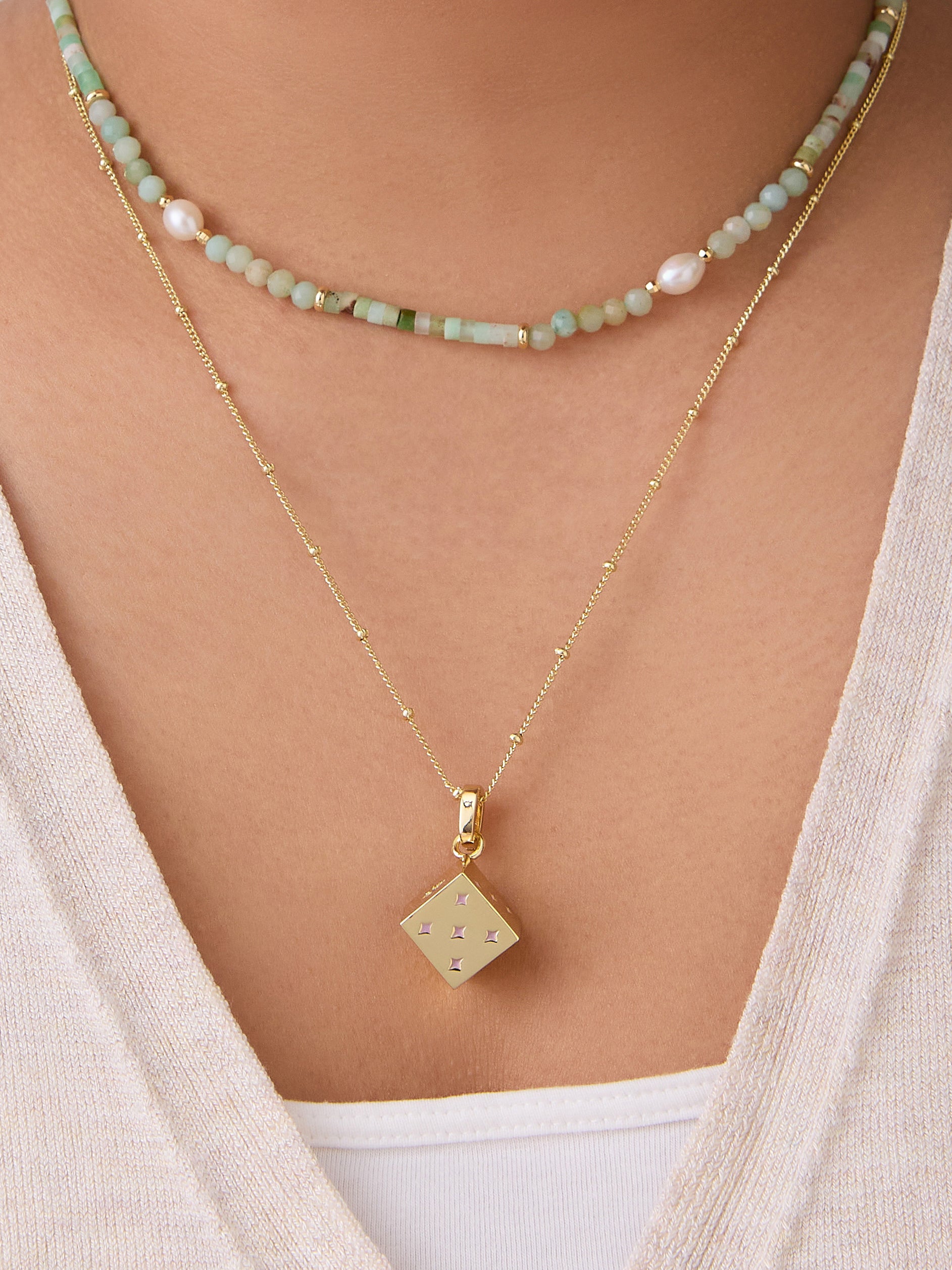 Amazonite Jade & Pearl Gold Necklace | Wanderlust + Co