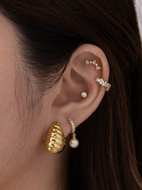 Teardrop Seashell Gold 20mm Stud Earrings