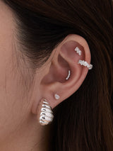 Teardrop Seashell Silver 20mm Stud Earrings