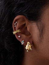 Rainbow Gem Gold 7mm Baby Huggie Earrings