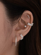 Jagged Baguette Silver 8mm Baby Huggie Earrings