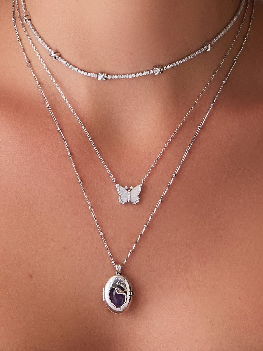 Healing Amethyst Silver Locket Necklace | Wanderlust + Co